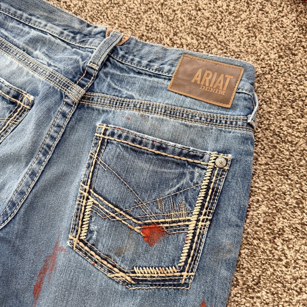 Ariat M5 Jeans Men's 32x32 Blue Straight Leg Straight Fit Workwear Paint Stained